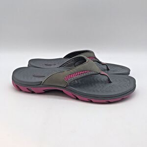 Cabela’s Sport Sandals Women's 6 Gray & Hot Pink Slip On Waterproof Flip Flops
